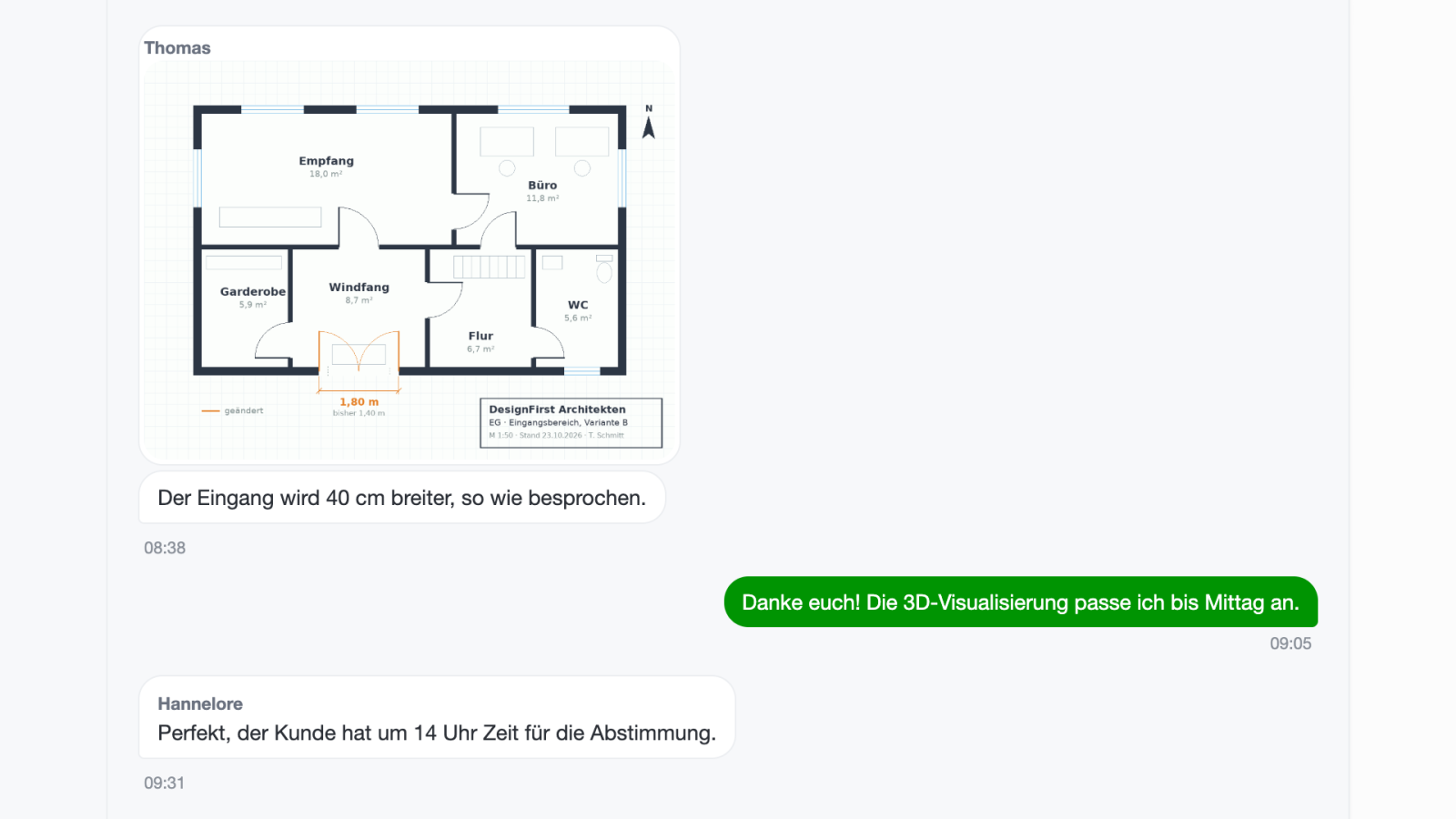 Sichere Teamkommunikation: Detailansicht